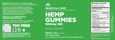 Beneficial Hemp CBD Gummies 1500MG THC FREE